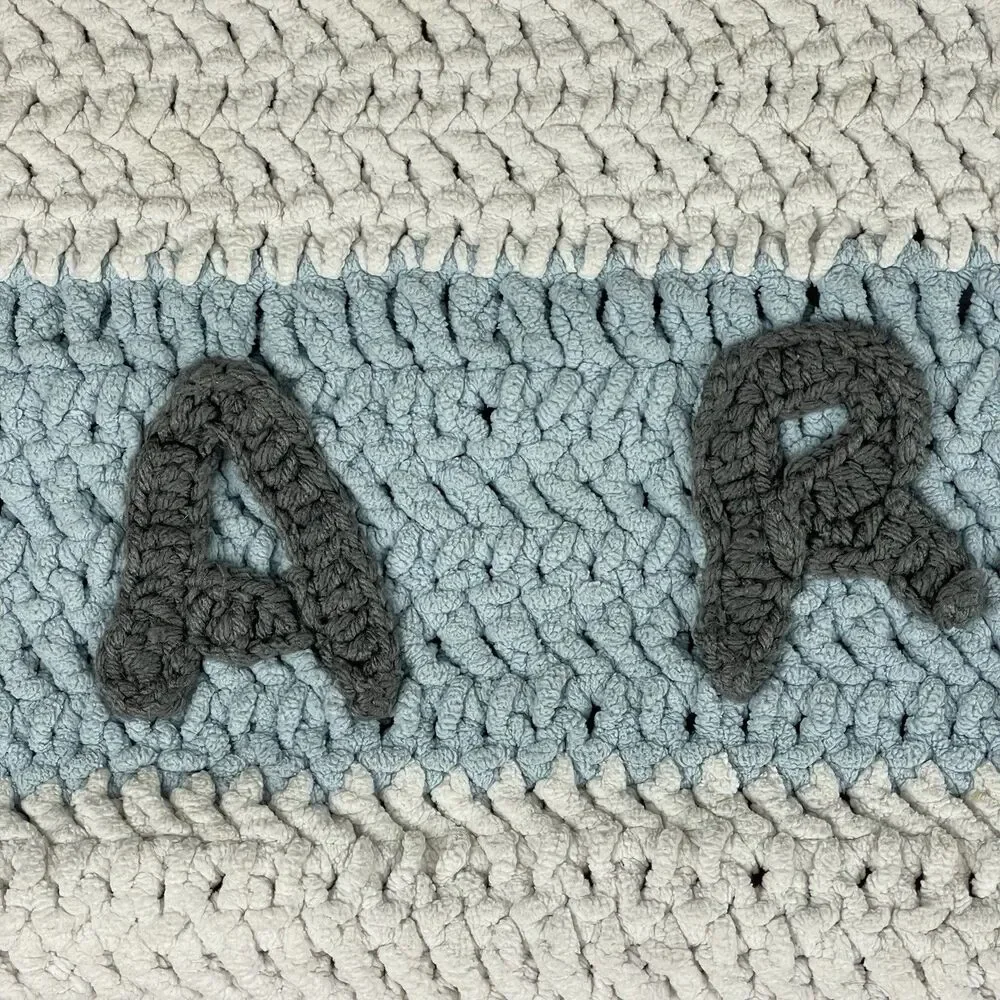 Handmade Crochet Baby Newborn Blanket Shower Gift Afghan Blue Stripe Boy Carter